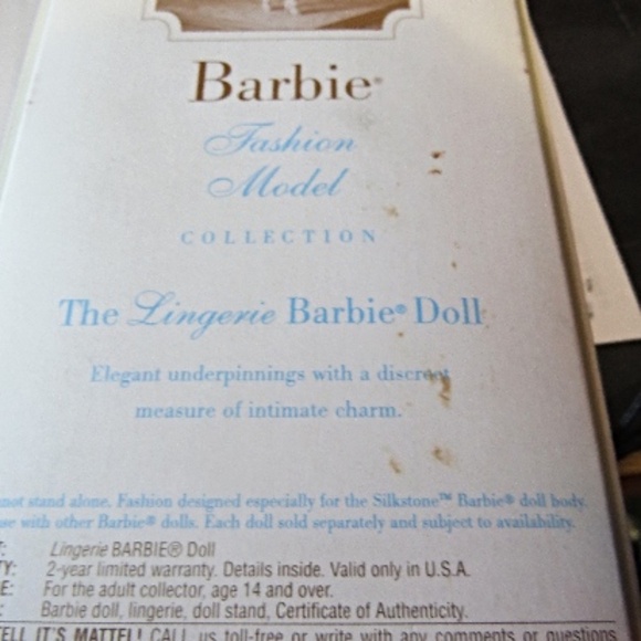 BARBIE 2000 Brunette Fashion Model Lingerie Silkstone #2 Error on Box - Picture 5 of 8